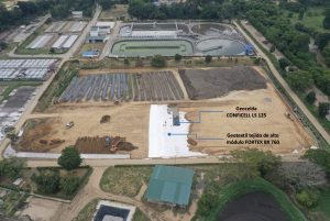 Vista aérea instalación geotextil Conficell LS 125 Fortex