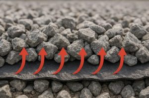 Flechas rojas ascendentes sobre piedras grises